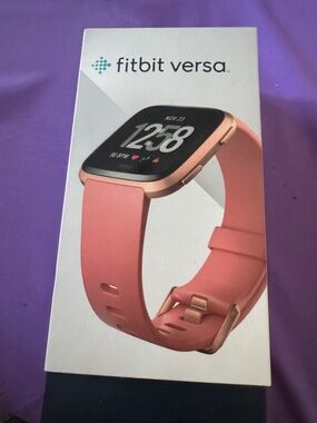fitbit Versa Smartwatch - Coral Pink Band with Rose Gold Case